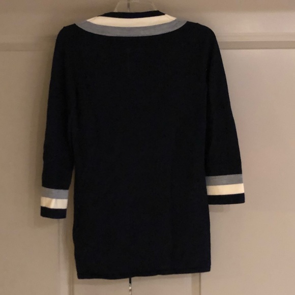 Tory Burch Navy Tunic Sweater with Stripe Details - Picture 4 of 4